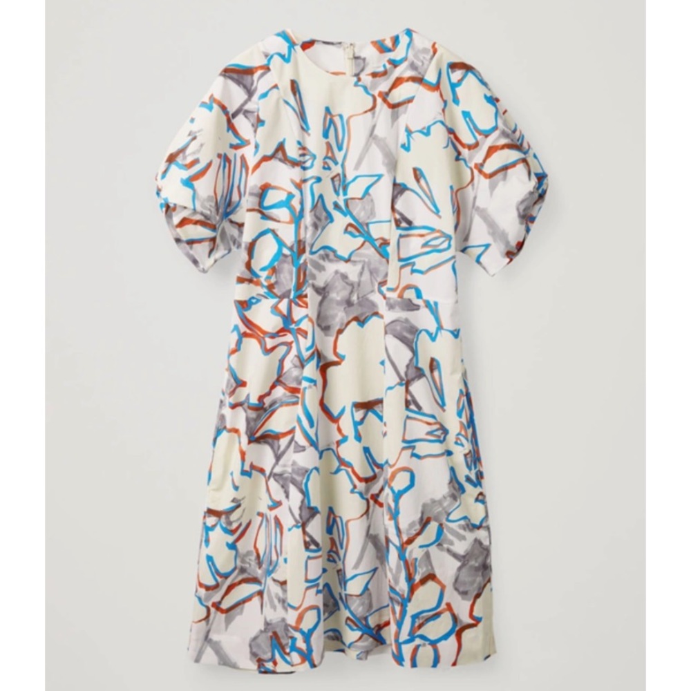 COS Dress Sleeve Printed Draped-Sleeved Size 6